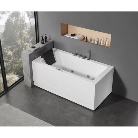 Eago 5Ft Acrylic White Rectangular Whirlpool Bathtub w Fixtures AM154ETL-R5